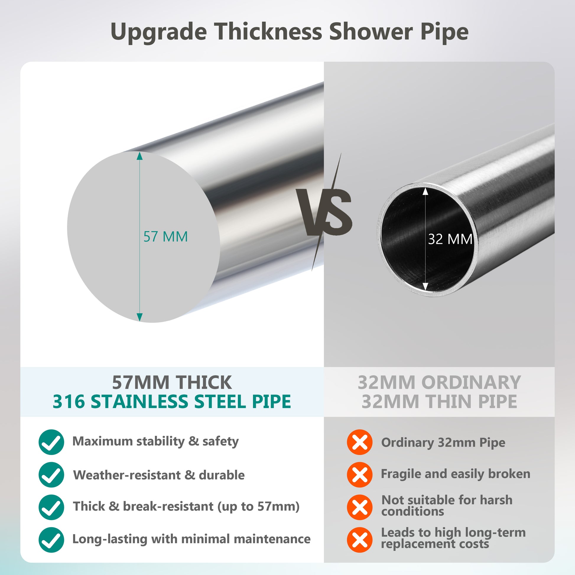 10” Outdoor Shower System with Rainfall Shower and Handheld
