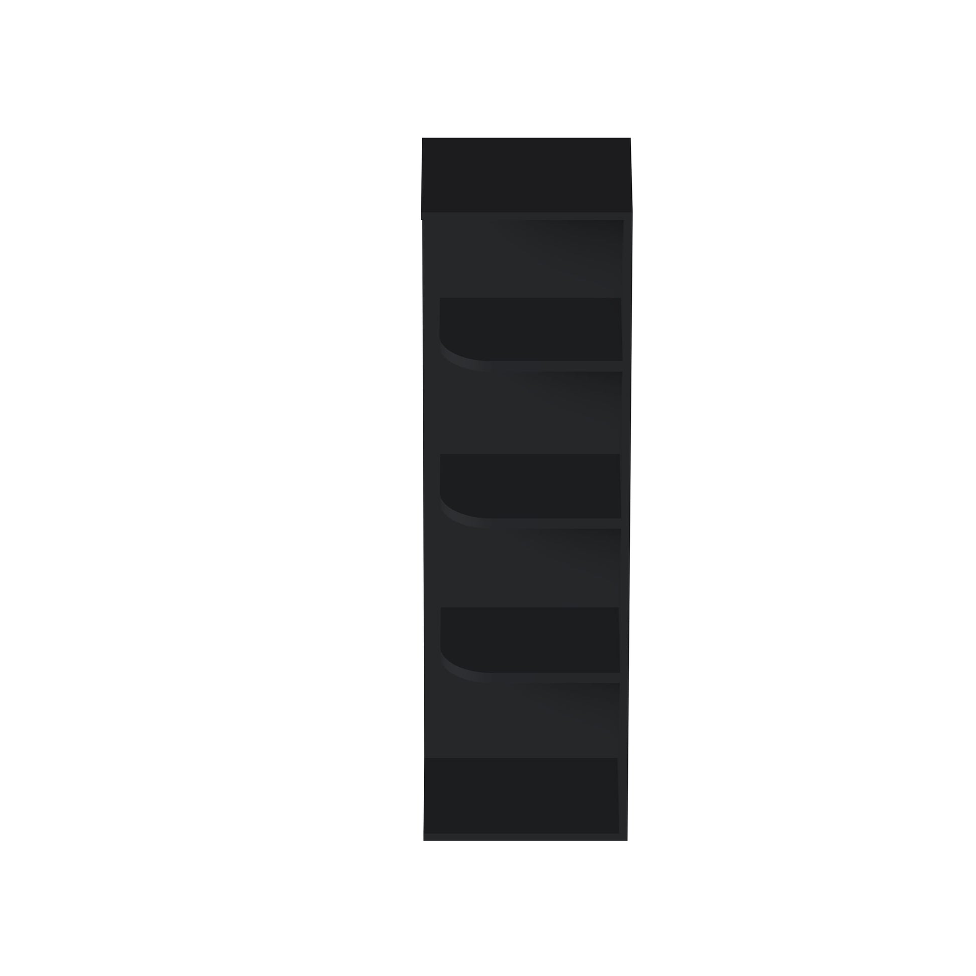 Slim Ebony Black Shaker RTA 12"W x 30"/36"/42"H x 9"D Wall Open Shelf with 3/4 Layers