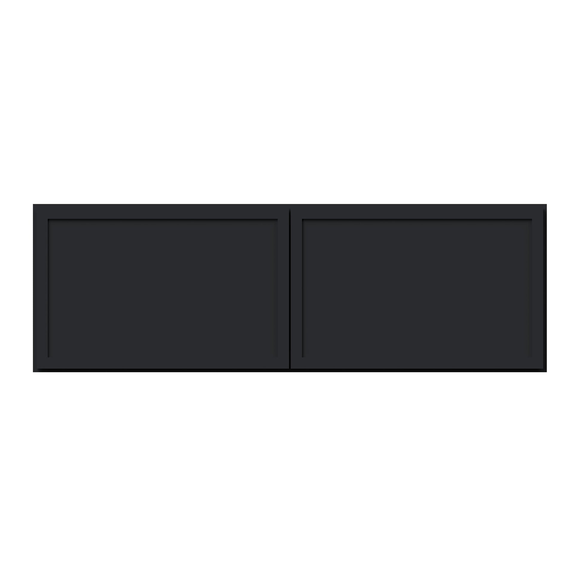 Slim Ebony Black Shaker RTA 24"-36"W x 12"-24"H x 12"D 17-Size Short Wall Cabinet with 2 Doors