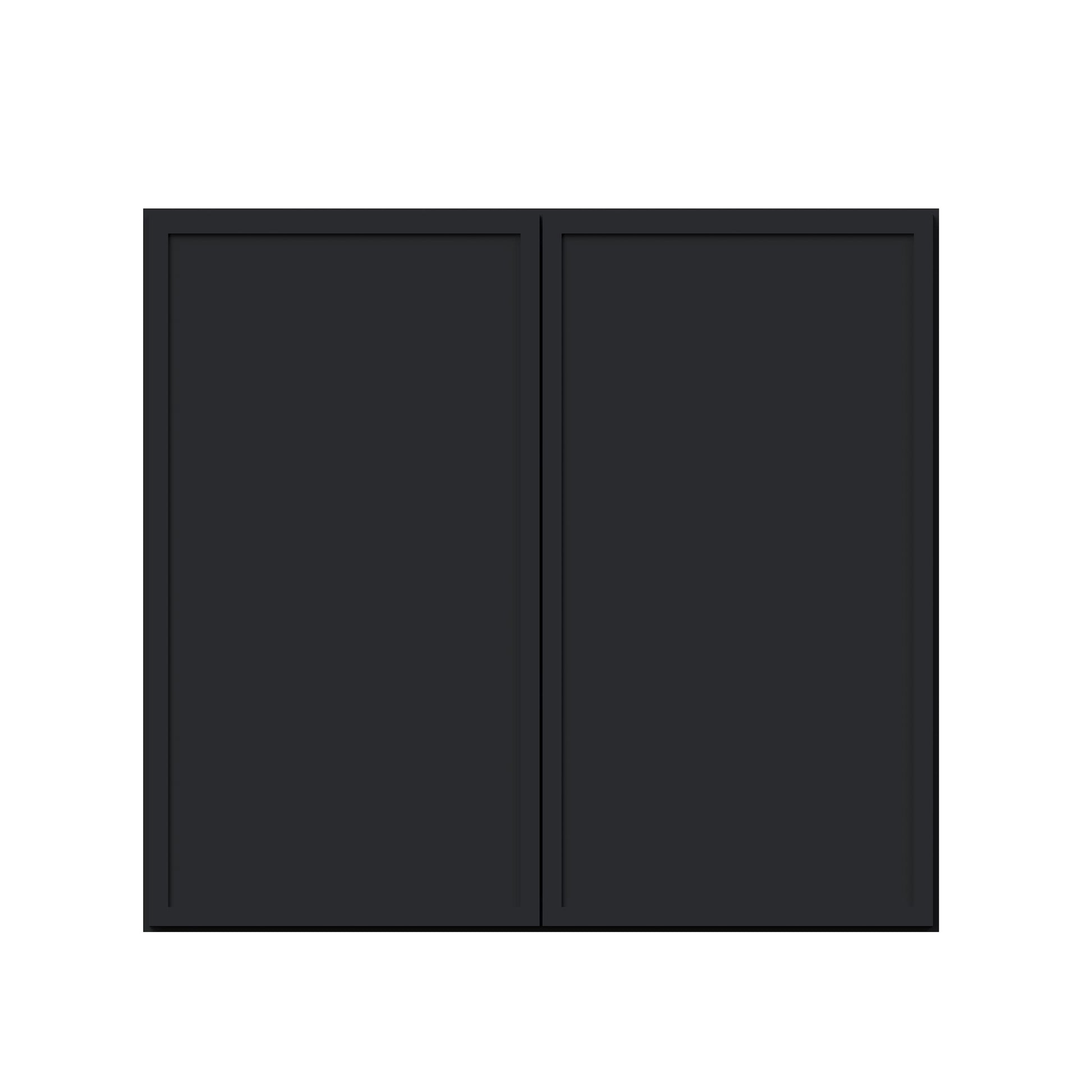Slim Ebony Black Shaker RTA 24"-36"W x 30"/36"/42"H x 12"D 15-Size Standard Wall Cabinet with 2 Doors