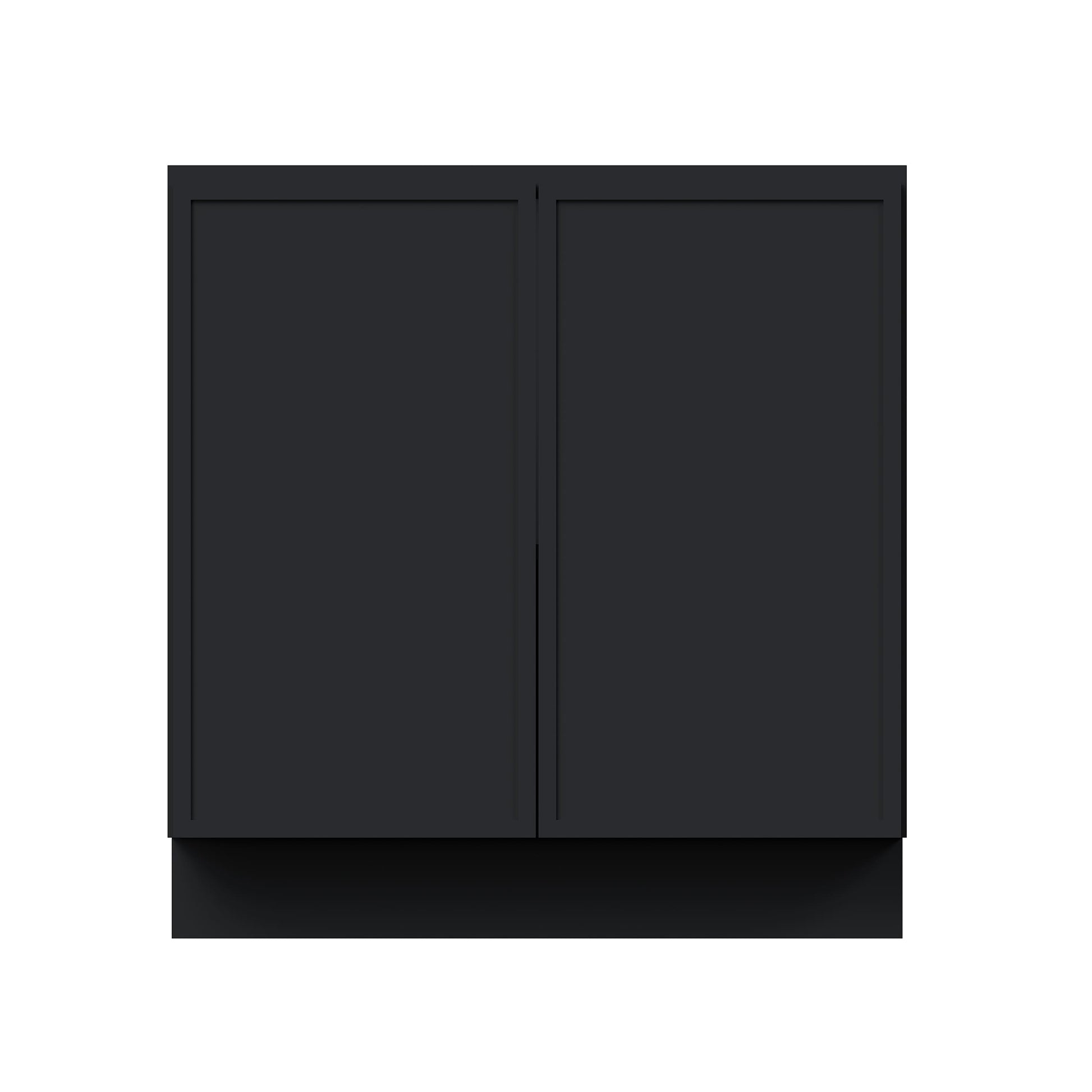 Slim Ebony Black Shaker RTA 24"-36"W x 34.5"H x 24"D 5-Size Full Height Door Base Cabinet with 2 Doors