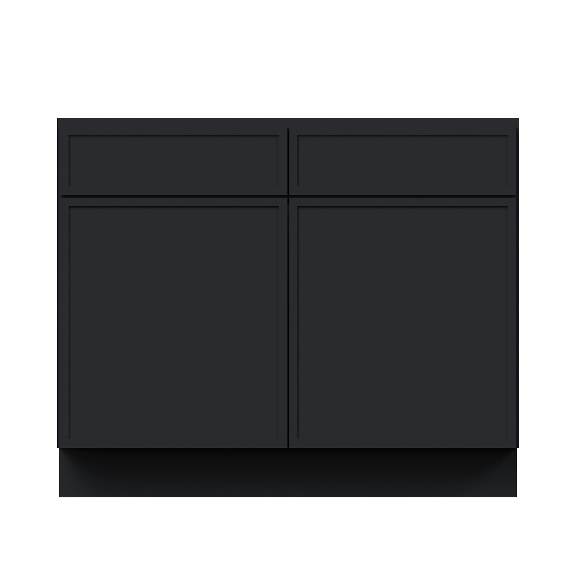 Slim Ebony Black Shaker RTA 33"/36"/39"/42"W x 34.5"H x 24"D Standard Base Cabinet with 2 Drawers and 2 Doors