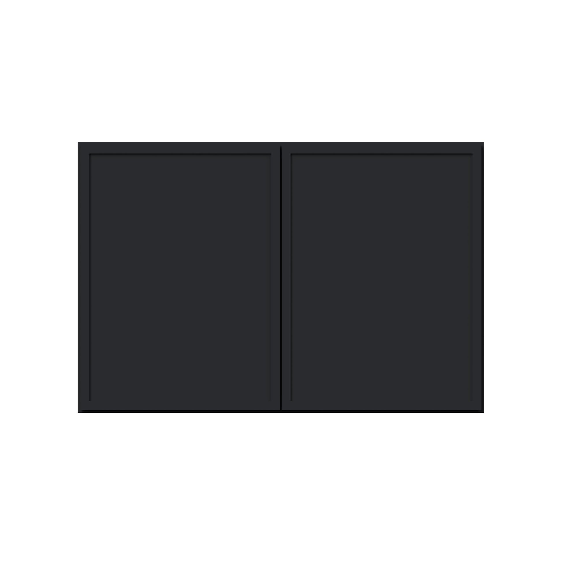 Slim Ebony Black Shaker RTA 36"W x 12"/15"/18"/24"H x 27"D Deep Wall Cabinet with 2 Doors
