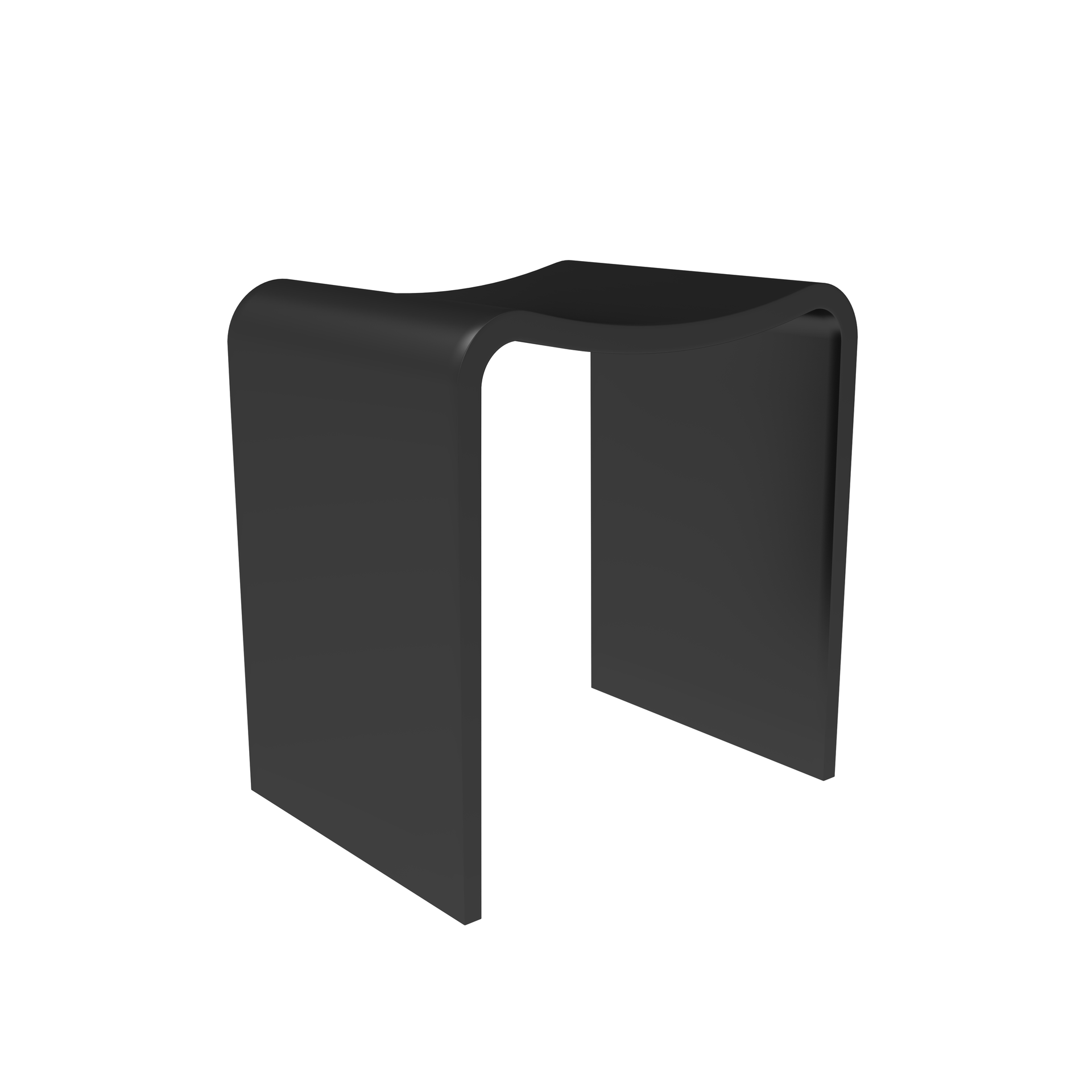 Solid Surface U-Shaped Shower Stool in Matte White / Matte Black