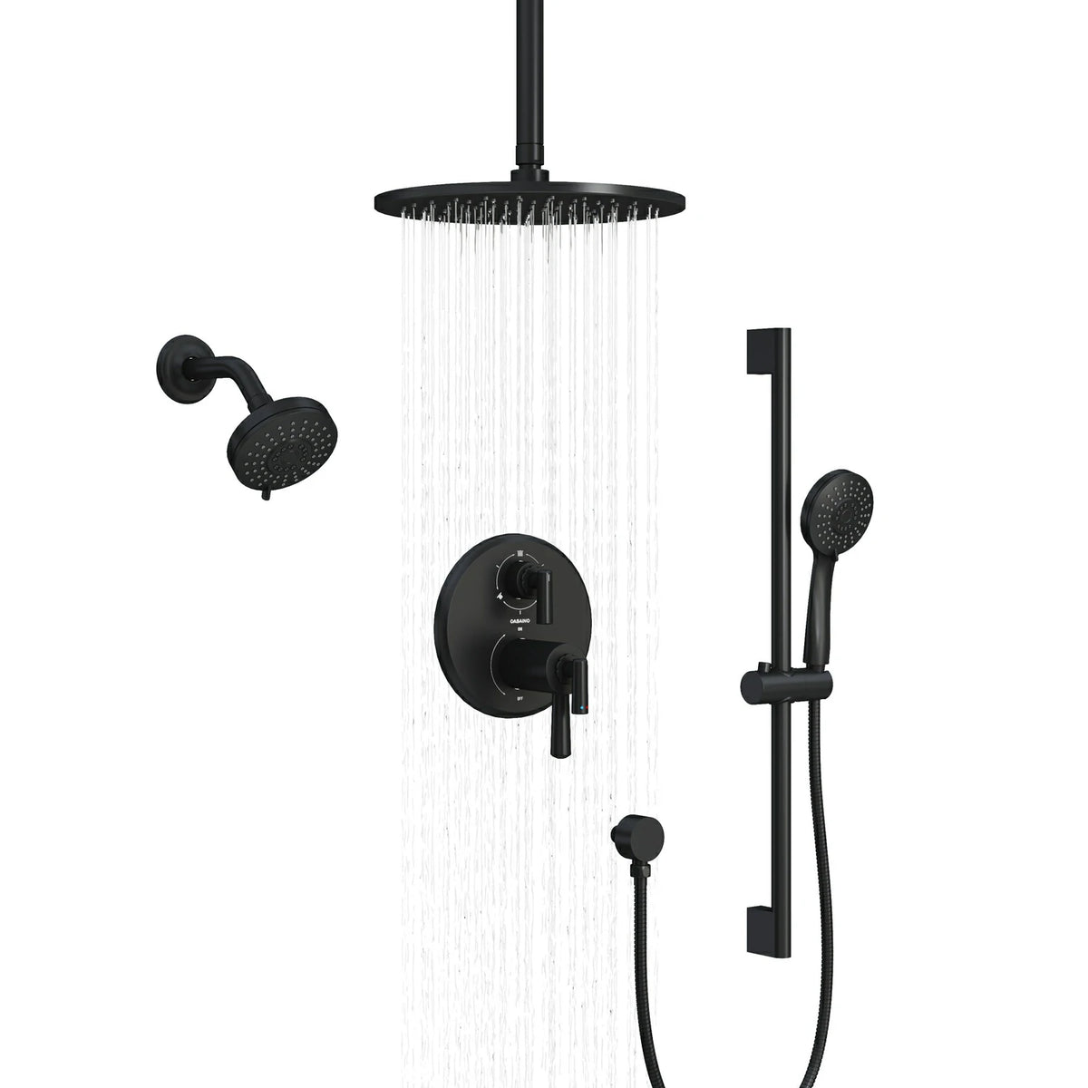 10" + 4"  Matte Black 3-Function Thermostatic Shower System with Coaxial Valve