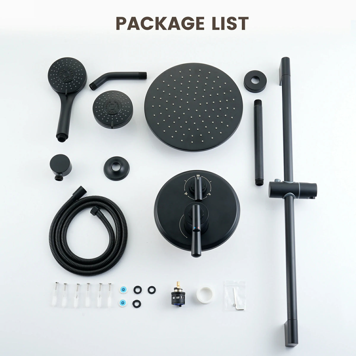 10" + 4"  Matte Black 3-Function Thermostatic Shower System with Coaxial Valve