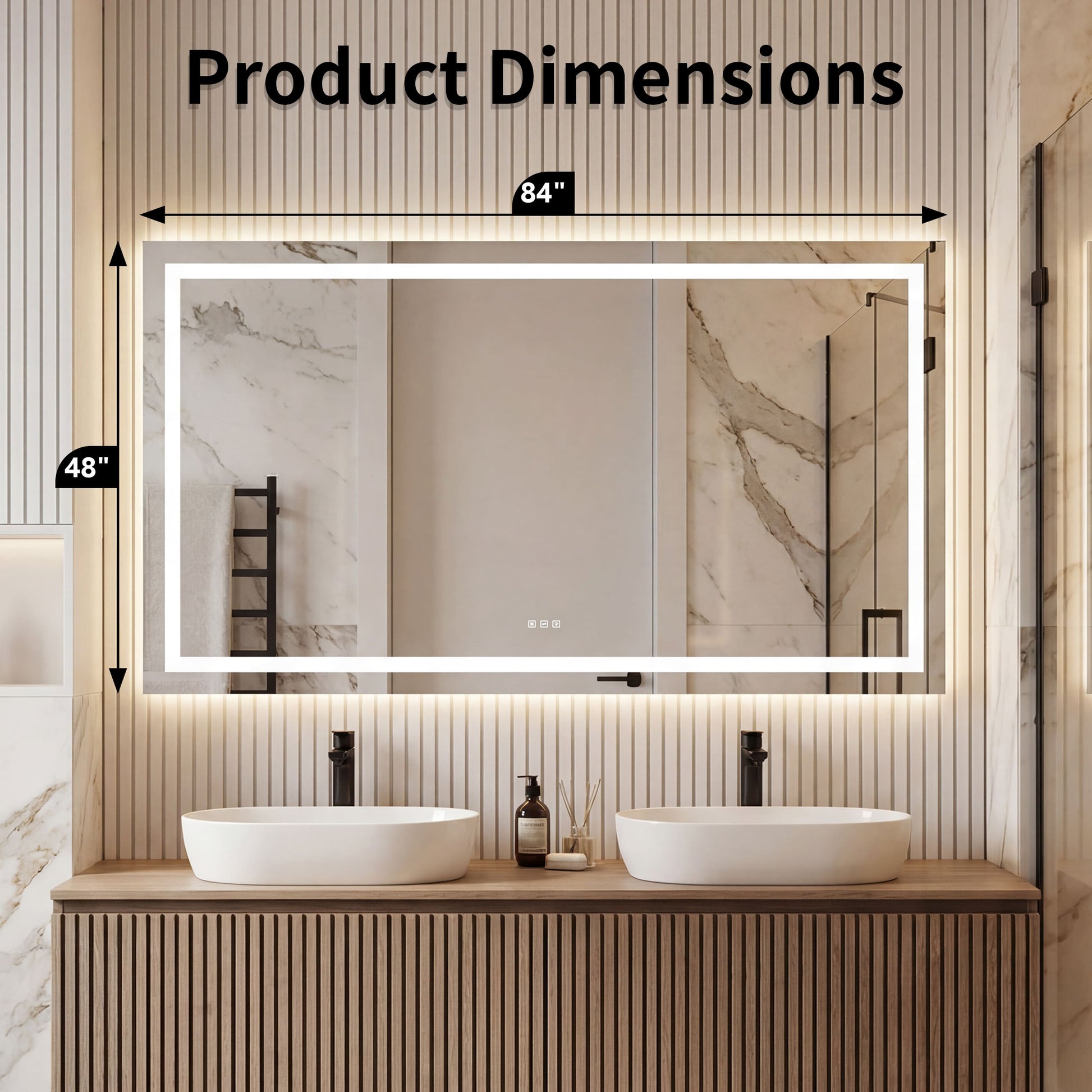 Dual Lighting LED Bathroom Mirror with Touch Dimming, Anti Fog