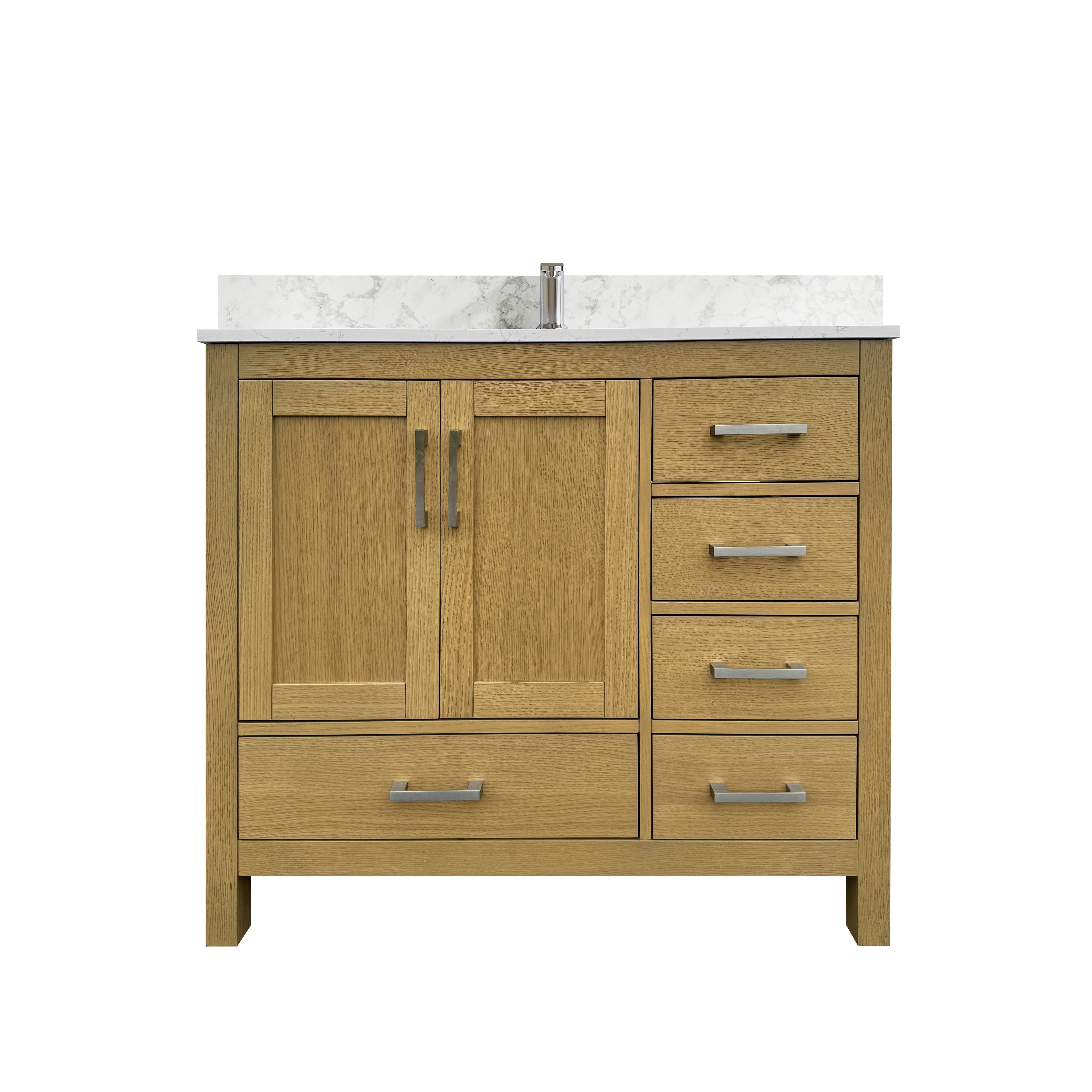 42"/55"/60"/72"/84" Warm Oak Freestanding Bathroom Vanity with Solid Wood Construction