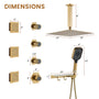 Ceiling Mount 3 Function Thermostatic Shower System with Rainfall Massage Jets