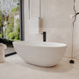 67" Solid Surface Freestanding Soaking Bathtub with Ribbed Textured Design