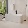 59" Rectangular Solid Surface Freestanding Bathtub with Sloped Backrest