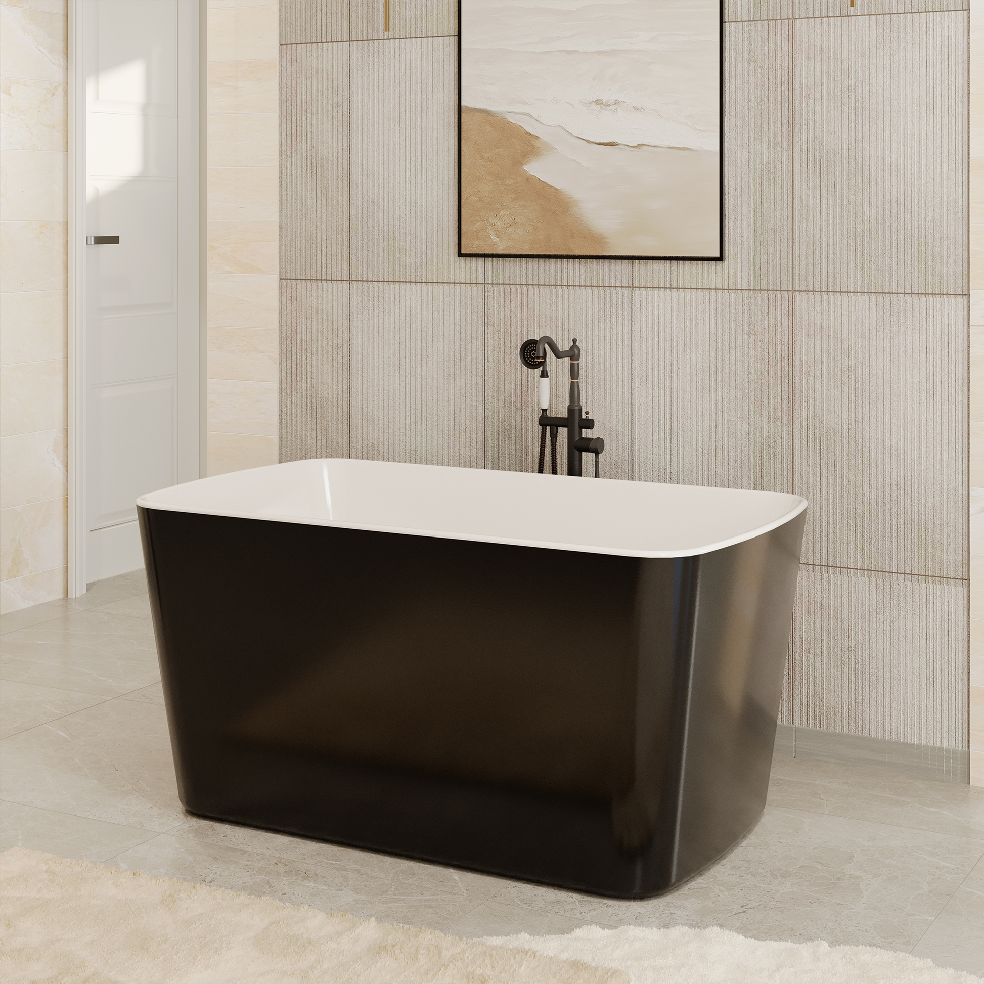 49" Acrylic Freestanding Japanese Soaking Hot Tub with Overflow and Drain