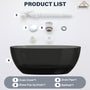 59"/67" Pure Resin Freestanding Transparent Bathtub with Center Drain