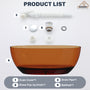 59"/67" Pure Resin Freestanding Transparent Bathtub with Center Drain