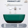 59"/67" Pure Resin Freestanding Transparent Bathtub with Center Drain