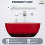 59"/67" Pure Resin Freestanding Transparent Bathtub with Center Drain