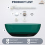 59"/67" Pure Resin Freestanding Transparent Bathtub with Center Drain