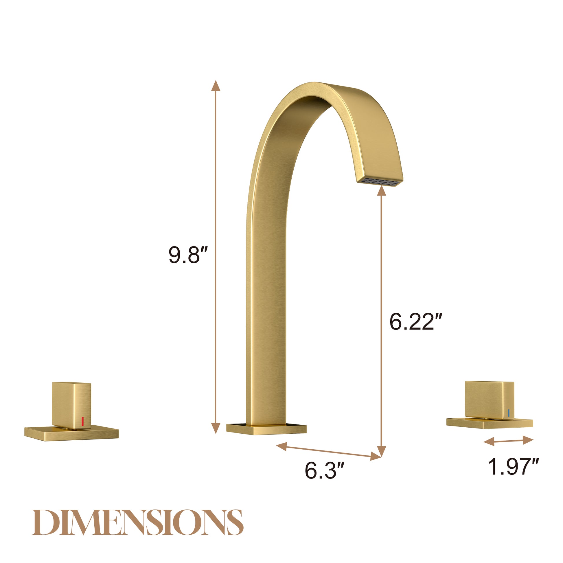 3-Hole Widespread Deck Mounted Waterfall Bathroom Basin Faucet