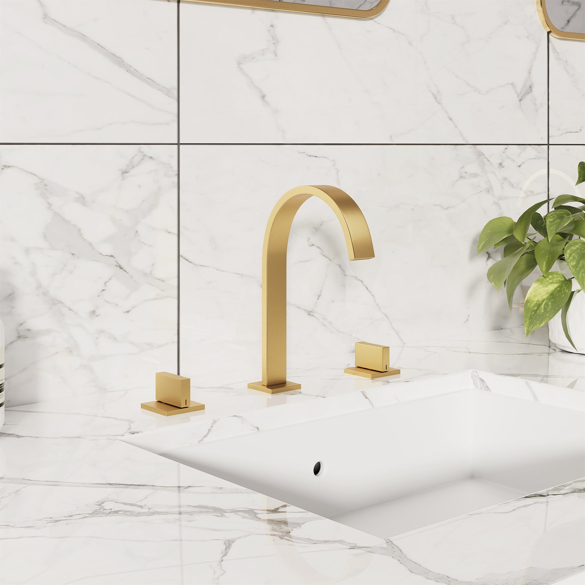 3-Hole Widespread Deck Mounted Waterfall Bathroom Basin Faucet
