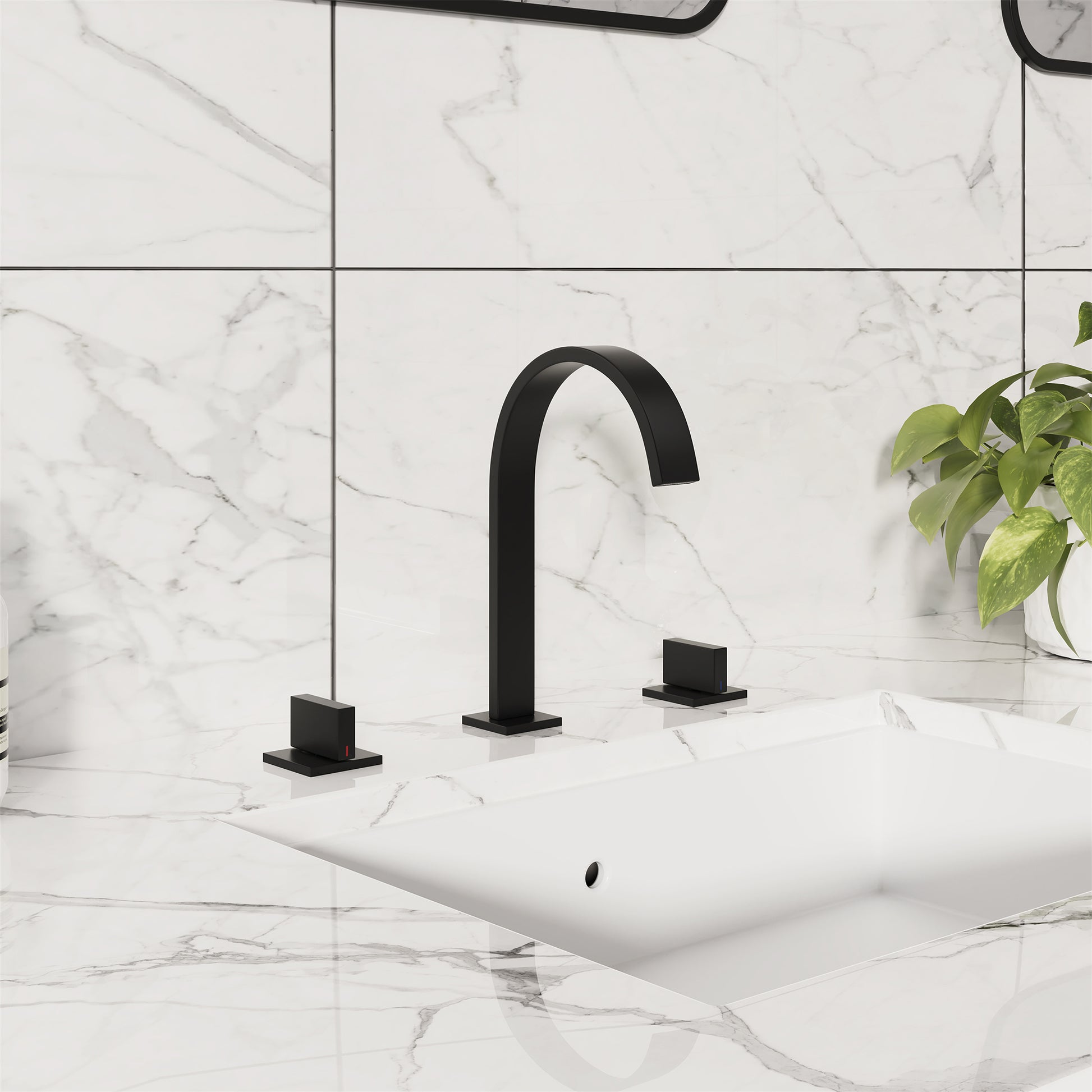 3-Hole Widespread Deck Mounted Waterfall Bathroom Basin Faucet
