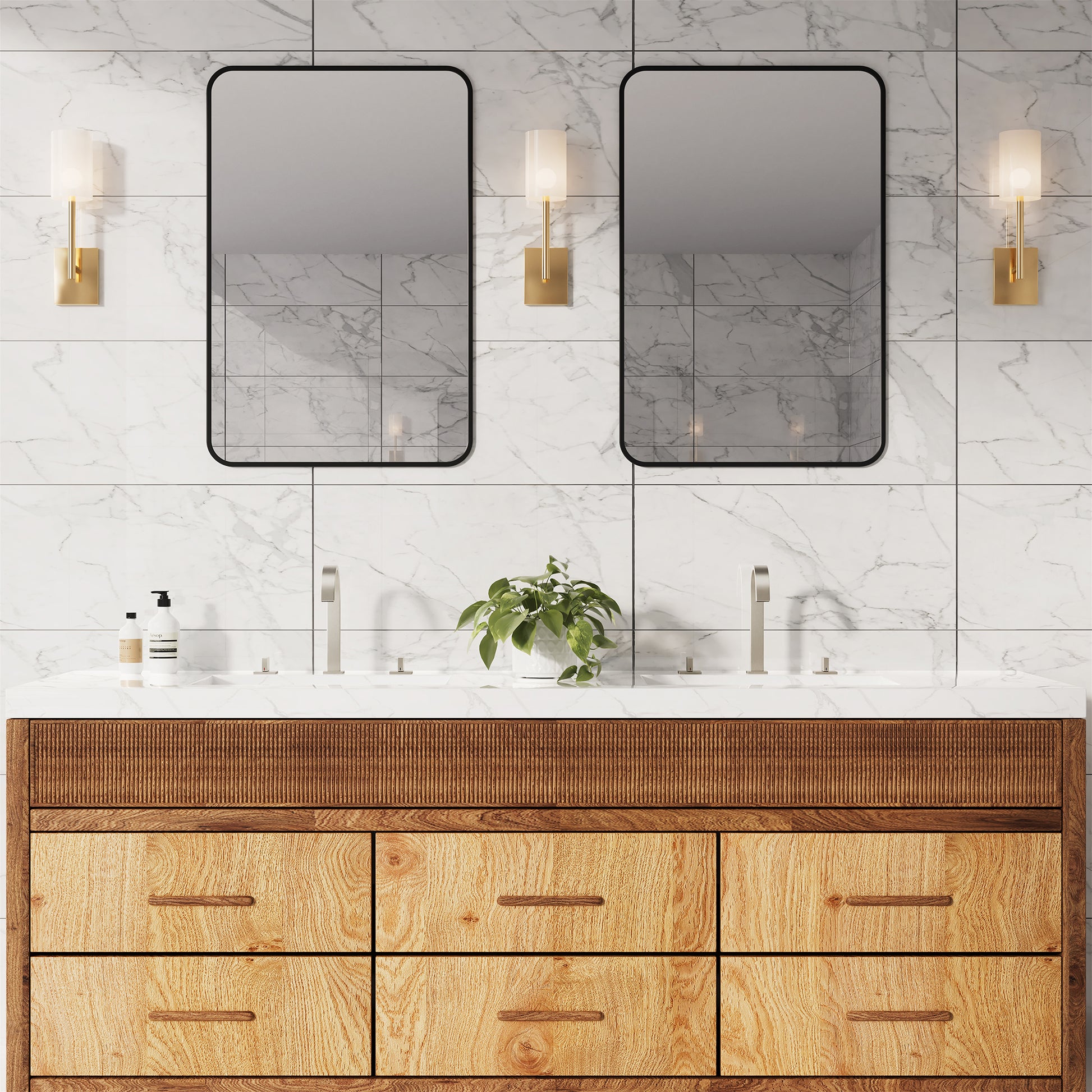 3-Hole Widespread Deck Mounted Waterfall Bathroom Basin Faucet