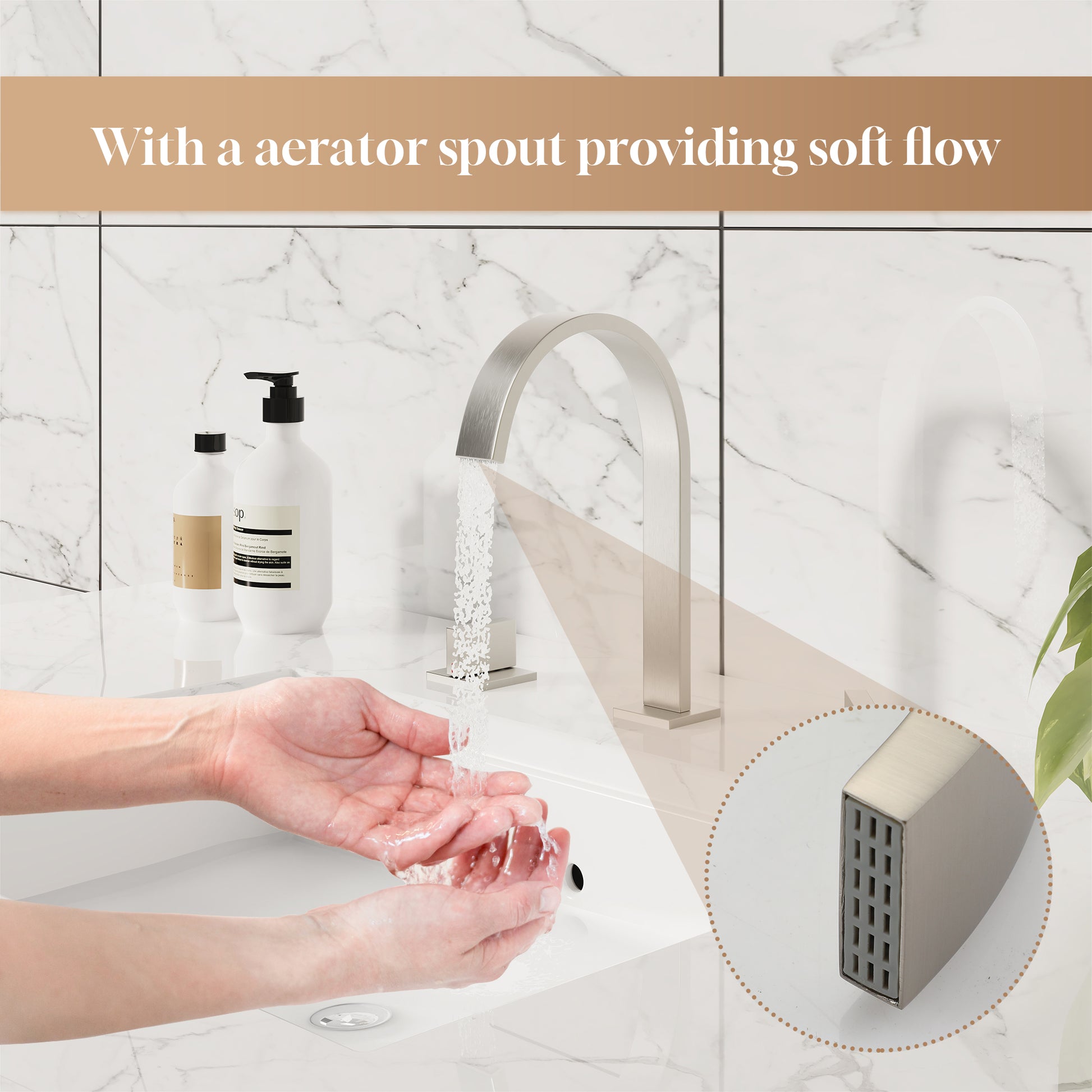3-Hole Widespread Deck Mounted Waterfall Bathroom Basin Faucet