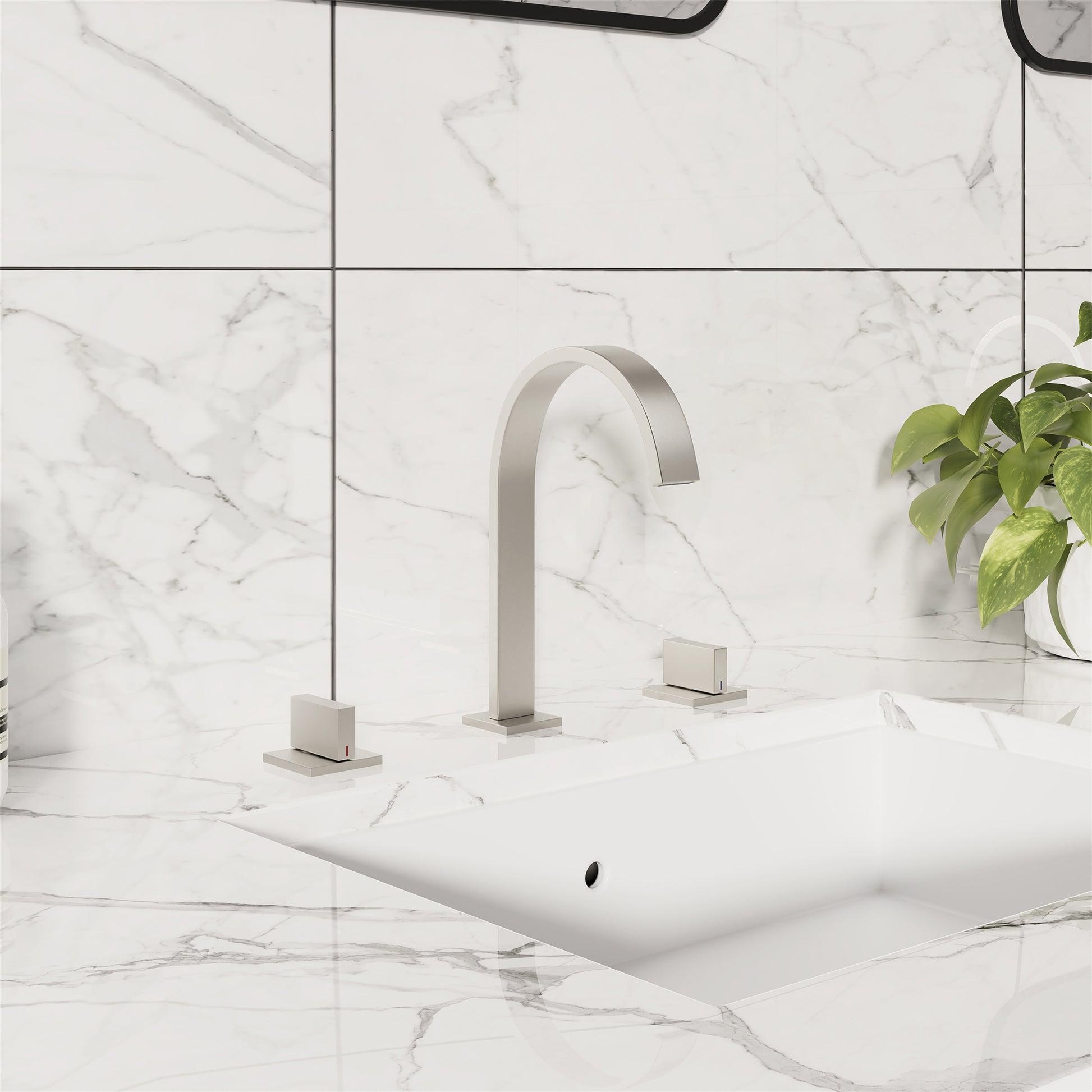 3-Hole Widespread Deck Mounted Waterfall Bathroom Basin Faucet