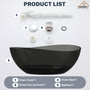 63" Unique Shaped Transparent Resin Freestanding Bathtub with Central Drain