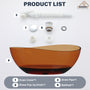 63" Unique Shaped Transparent Resin Freestanding Bathtub with Central Drain