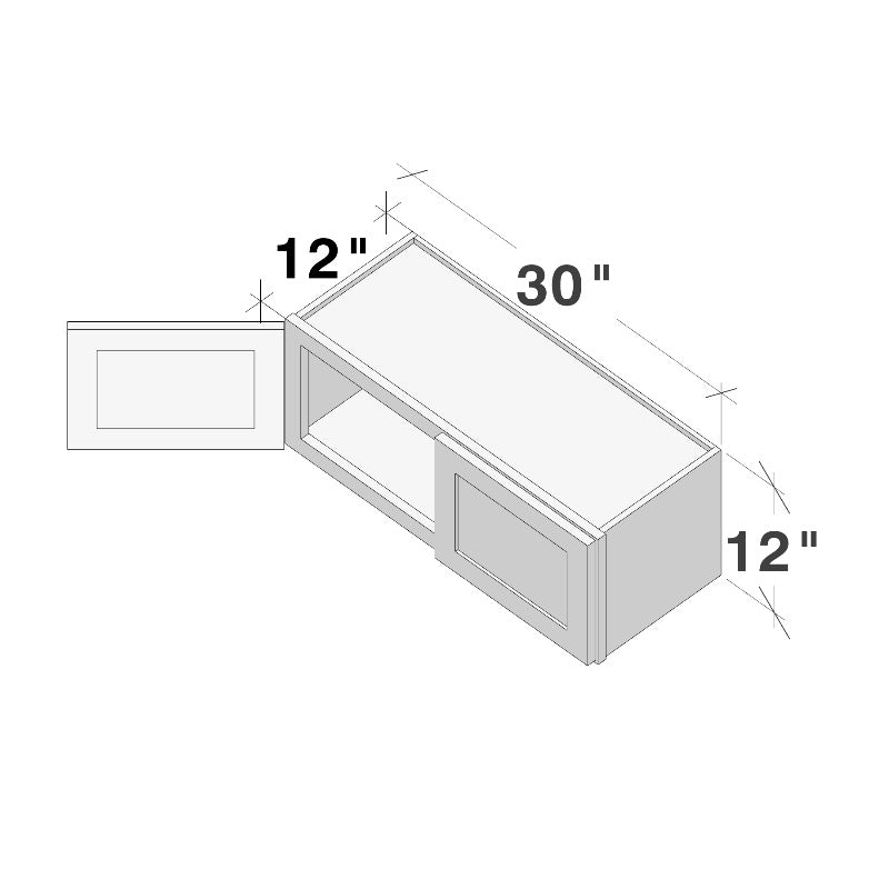 Dove Grey RTA 30"W x 12"D x 12"H Short Wall Cabinet with 2 Doors