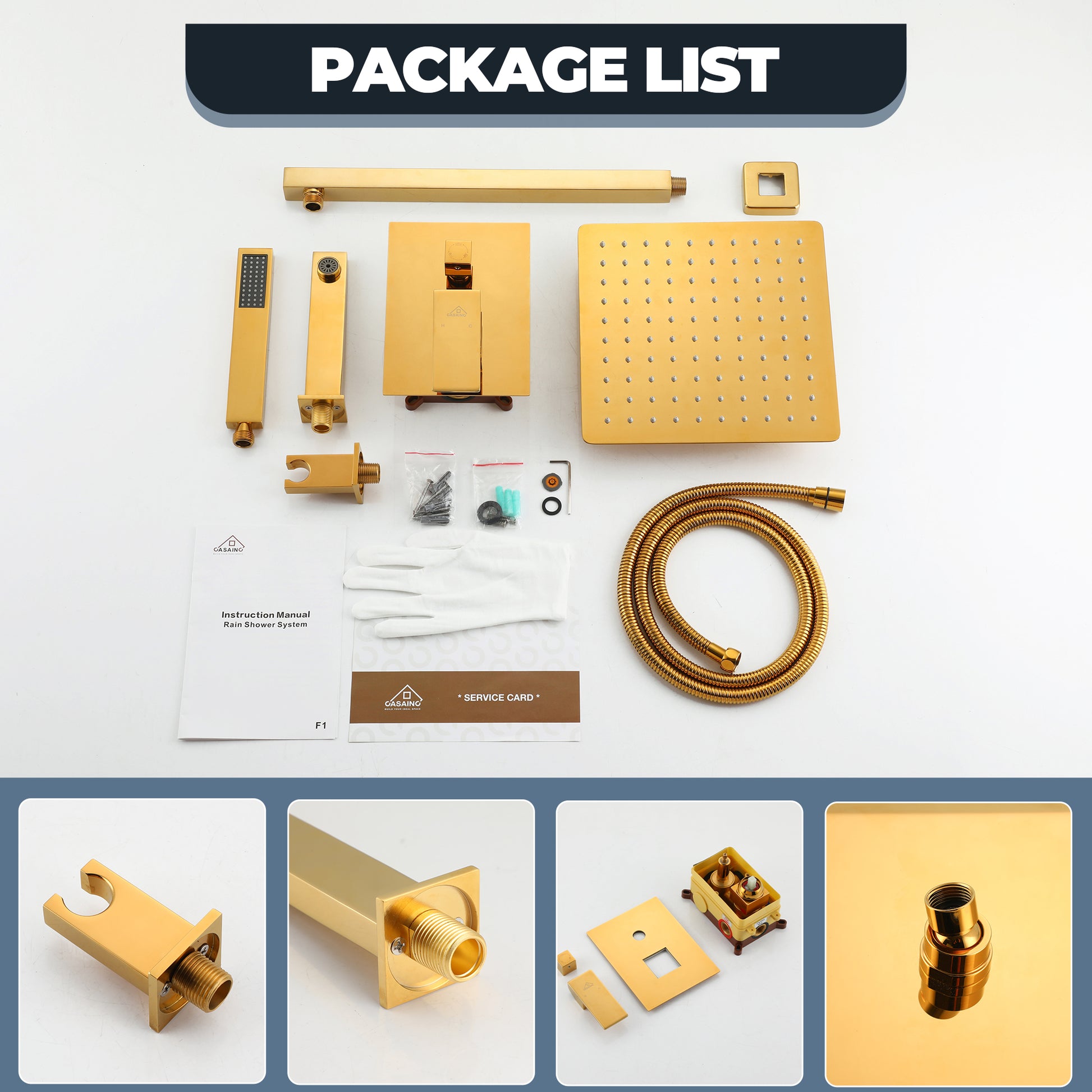 10" Wall Mounted Dual Shower Heads Shower System With Tub Spout 