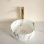 14 in. Round Ceramic Vessel Bathroom Sink in Glossy White / Stone Pattern Matte White