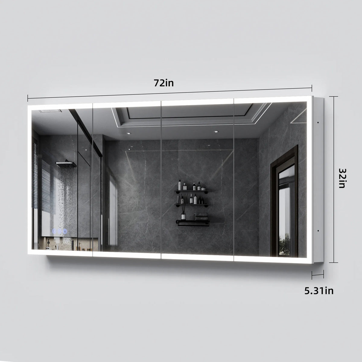 16"-96" Aluminum LED Medicine Cabinet with Anti-Fog Mirror, 3 Color Temperatures & Dimmable Lighting