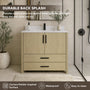 24"/36" Single Sink Bathroom Vanity with Light Natural Wood & Marble Top