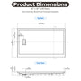 48"/60"x30"-36" White SMC Shower Base with Flamed Rock Slip-Resistant Surface, Left/Right Drain