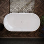 59"/67" Gloss White Acrylic Freestanding Bathtub with Fluted Oval Design