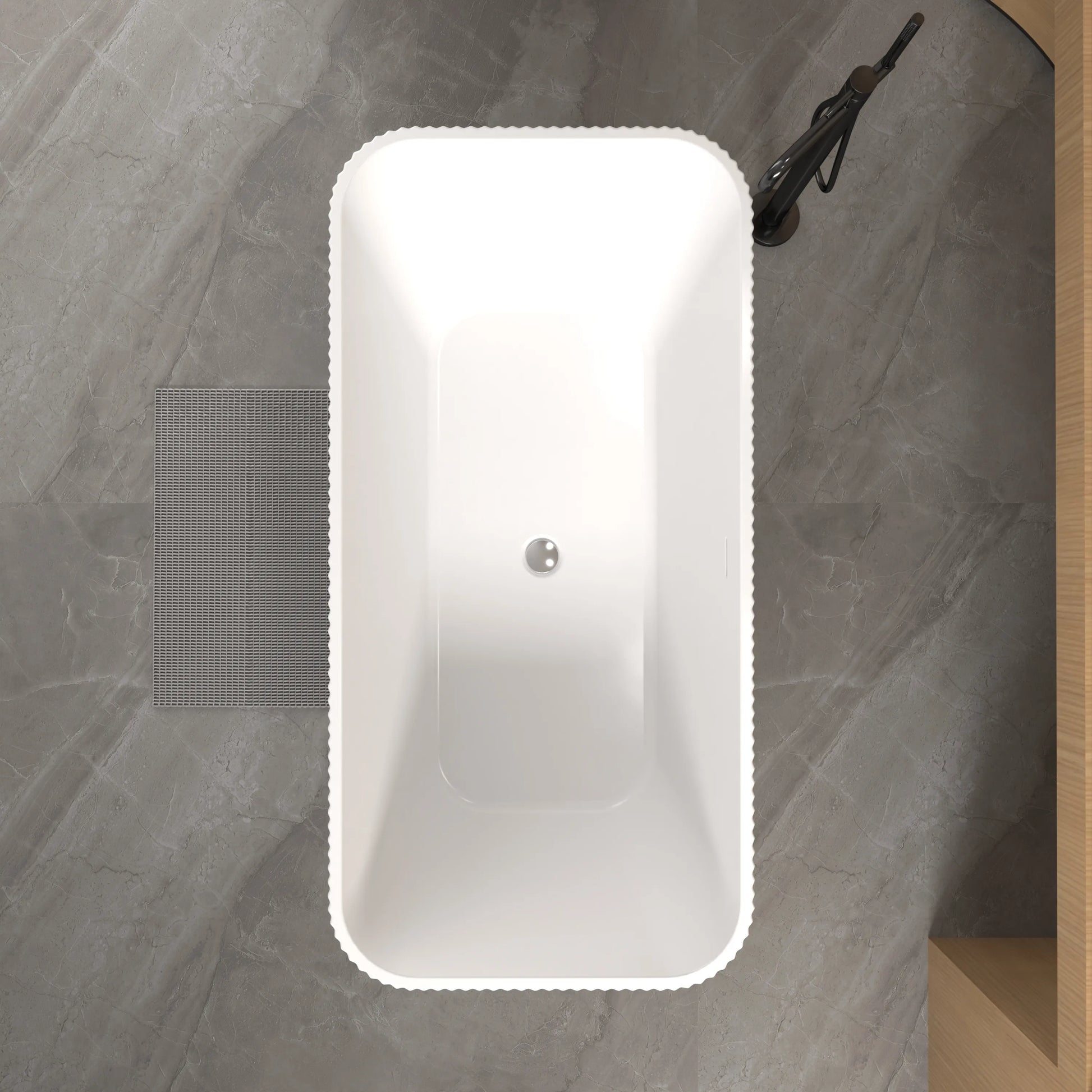 59" Gloss White Acrylic Freestanding Bathtub with Chrome Pop-Up Drain