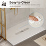 60"x36" White/Calacatta Curbless SMC Shower Base with Flamed Rock Slip-Resistant Surface, Center Drain