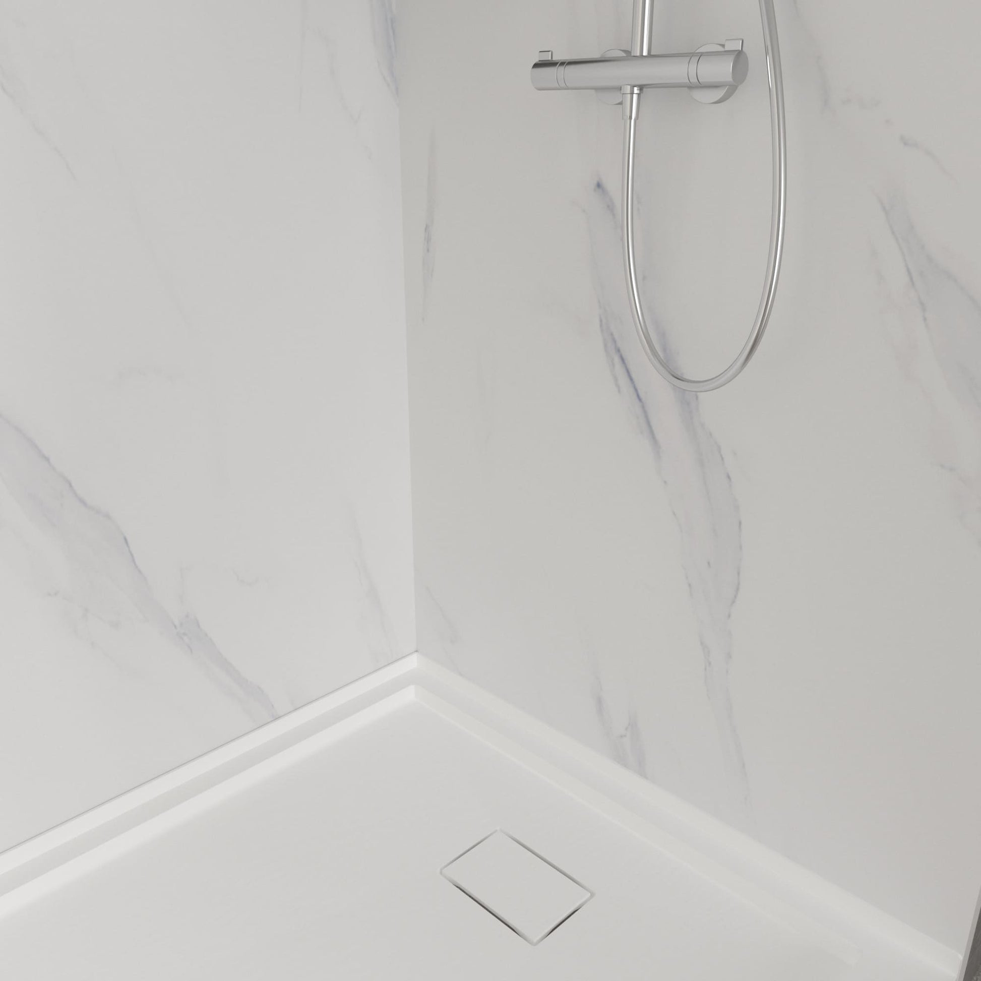 60"x36"x96" SMC Shower Wall Panel Kit in Calacatta/Carrara Finish with Grout-Free Matte Surface