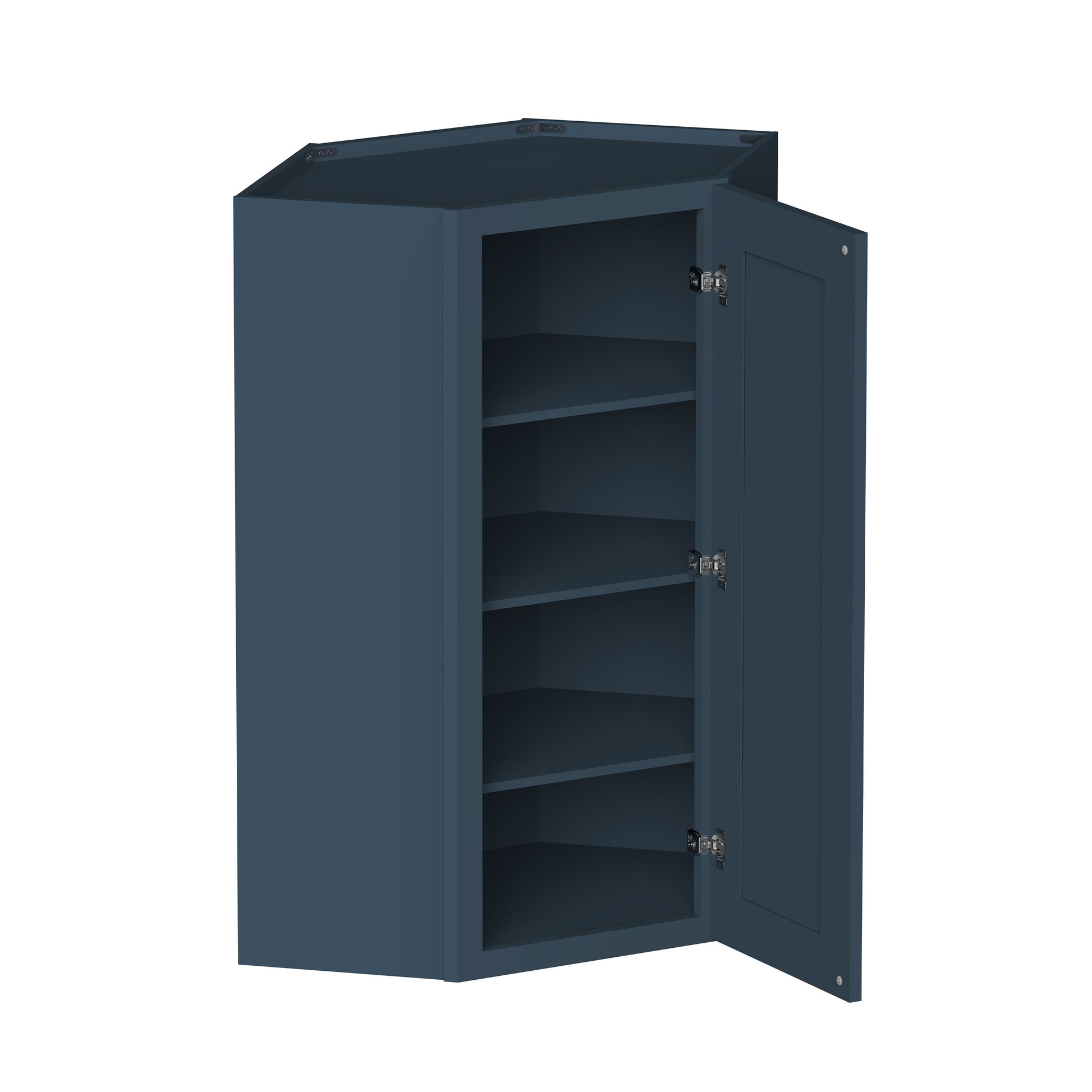 Cyber Grey RTA 24"W x 12"D x 18"/30"/36"/42"H Diagonal Corner Wall Cabinet with Shelves