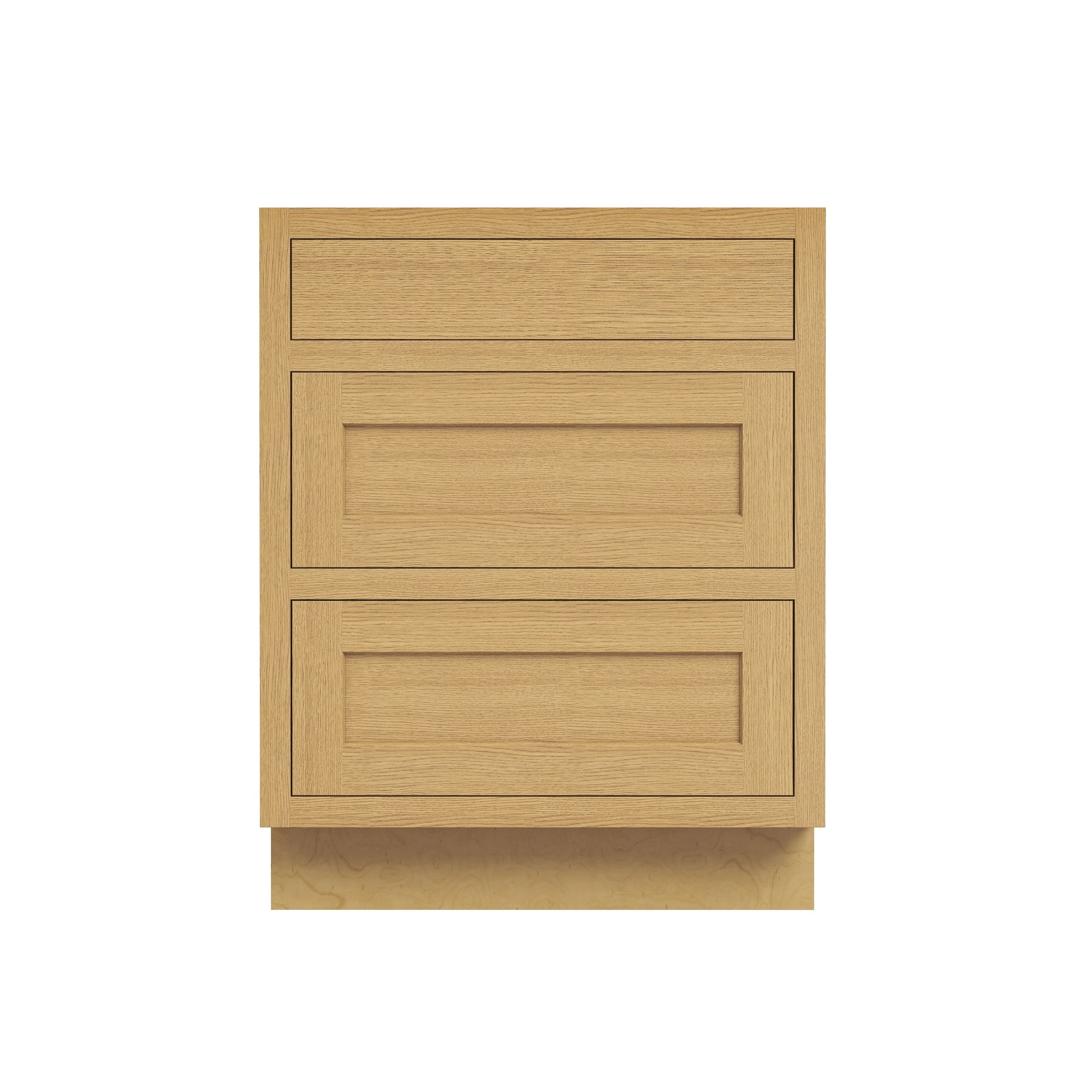 Inset Hazelnut Oak RTA 12-36"W x 34.5"H x 25"D 9-Size Base Cabinet with 3 Drawers
