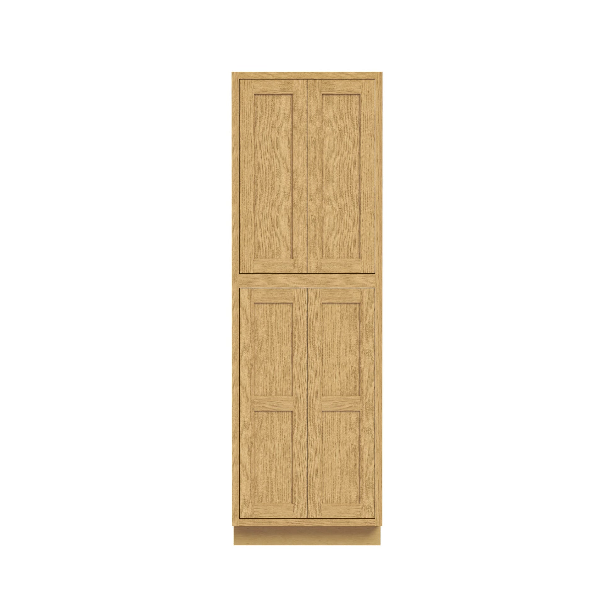 Inset Hazelnut Oak RTA 24-36"W x 84-96"H x 25"D 9-Size Pantry Cabinet with 4 Doors and 4 Shelves