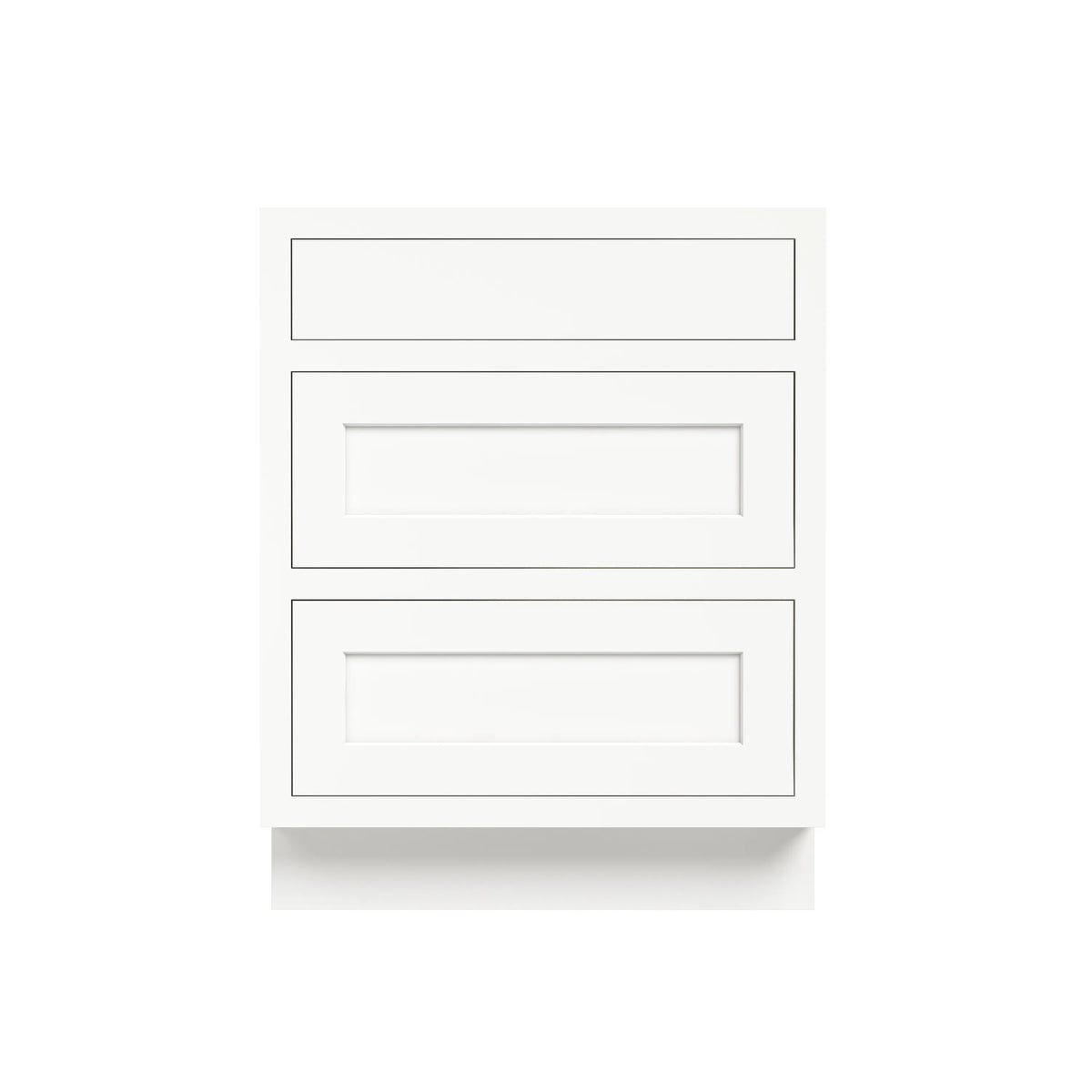 Inset Origami White RTA 12-36"W x 34.5"H x 25"D 9-Size Base Cabinet with 3 Drawers