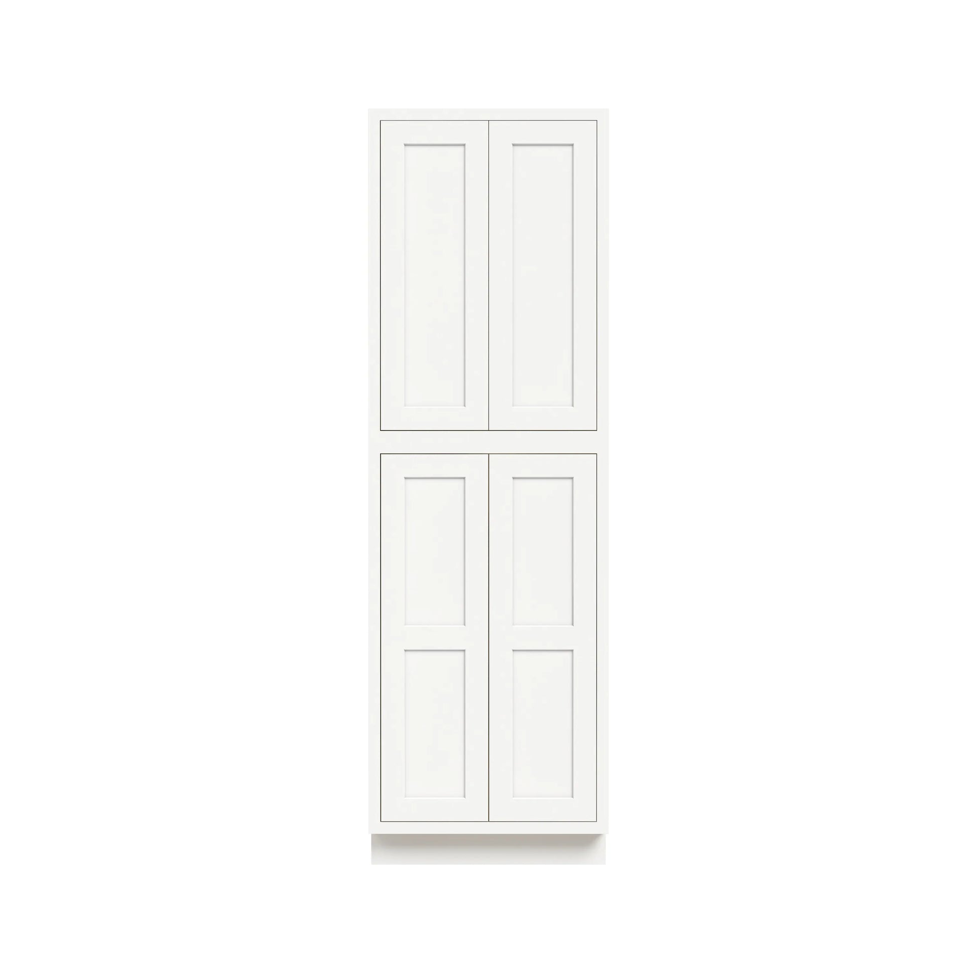 Inset Origami White RTA 24-36"W x 84-96"H x 25"D 9-Size Pantry Cabinet with 4 Doors and 4 Shelves
