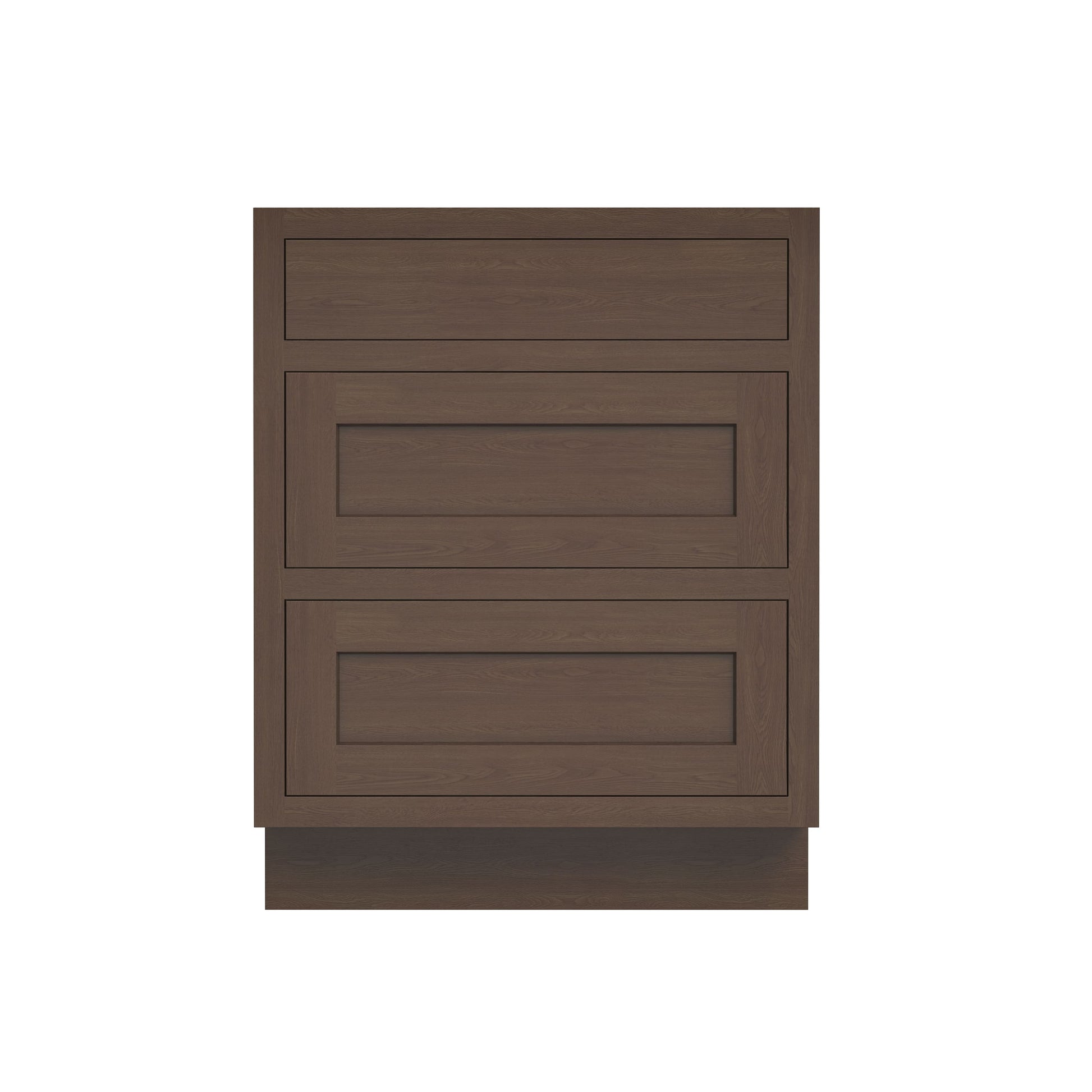 Inset Truffle Brown RTA 12-36"W x 34.5"H x 25"D 9-Size Base Cabinet with 3 Drawers
