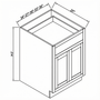 Inset Truffle Brown RTA 24-36"W x 34.5"H x 25"D 5-Size Single Drawer Base Cabinet with 2 Doors