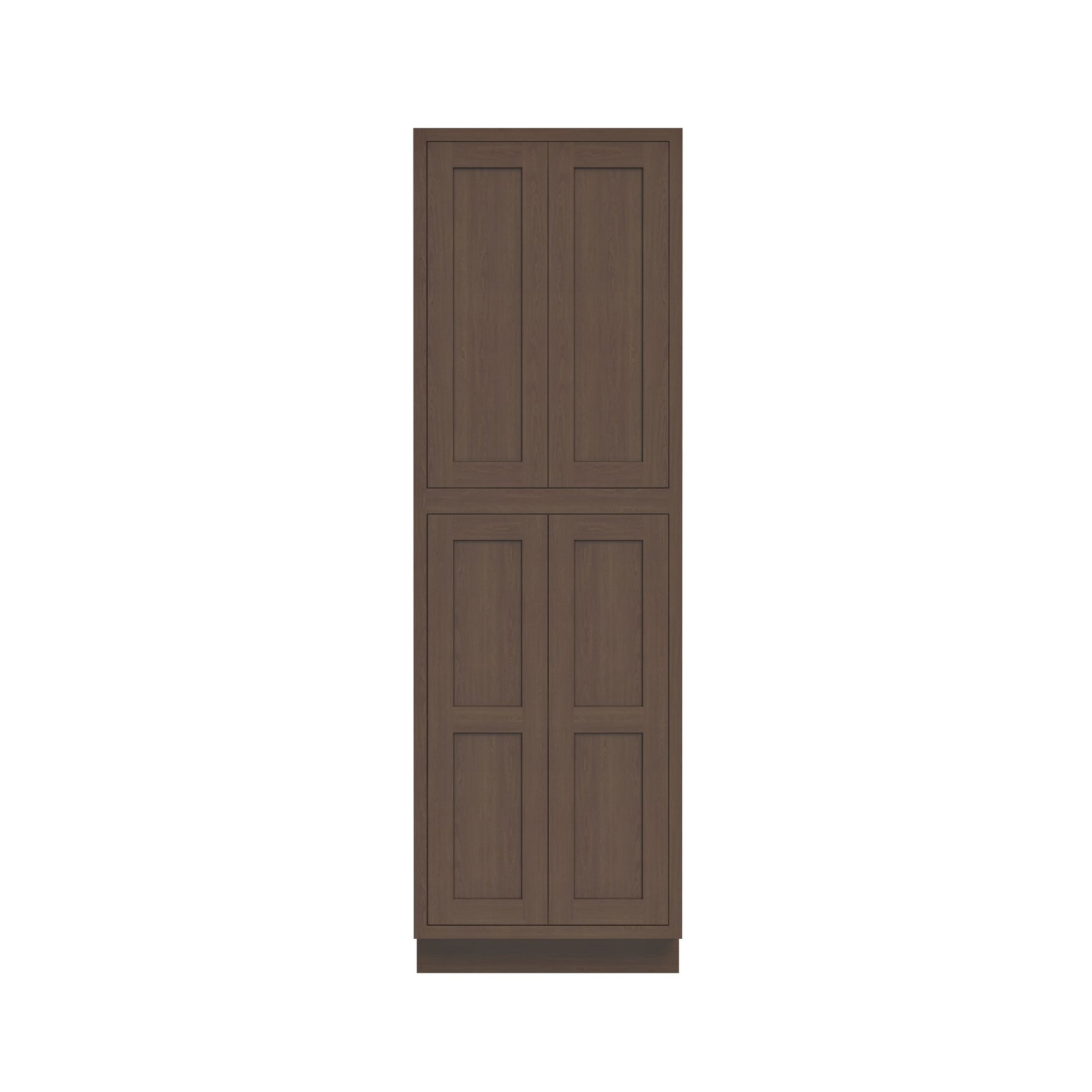Inset Truffle Brown RTA 24-36"W x 84-96"H x 25"D 9-Size Pantry Cabinet with 4 Doors and 4 Shelves