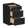 Slim Ebony Black Shaker RTA 12"-36"W x 34.5"H x 24"D 9-Size Drawer Base Cabinet with 3 Drawers