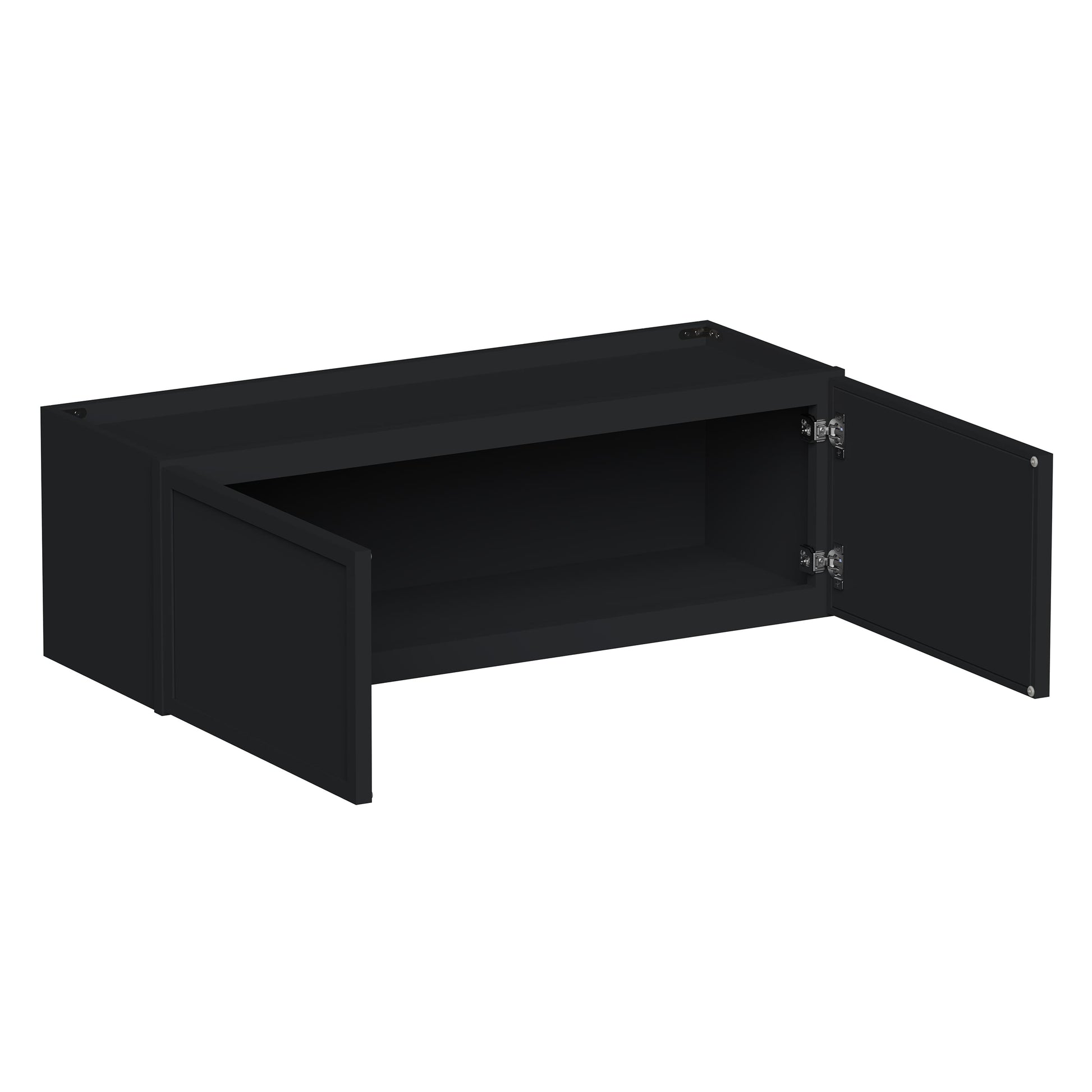 Slim Ebony Black Shaker RTA 24"-36"W x 12"-24"H x 12"D 17-Size Short Wall Cabinet with 2 Doors