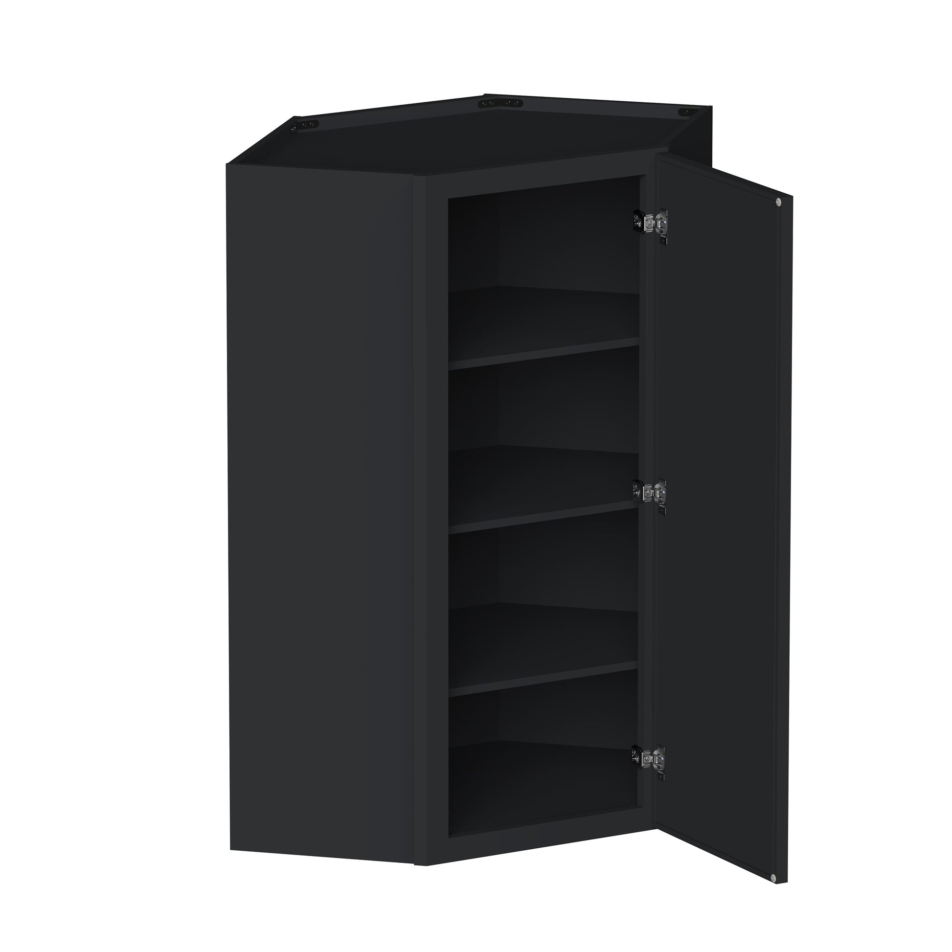 Slim Ebony Black Shaker RTA 24"W x 18"/30"/36"/42"H x 12"D Diagonal Corner Wall Cabinet